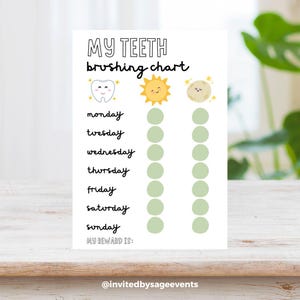 Printable Teeth Brushing Chart | Digital Download