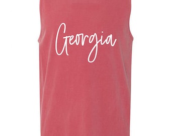 Georgia Script Font - Comfort Colors Tank - Univerity of Georgia - Graduation Gift Summer Beach Cover Up