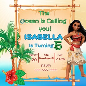 Moana Invitation - Custom Digital Party Invite for Kids&#39; Birthday