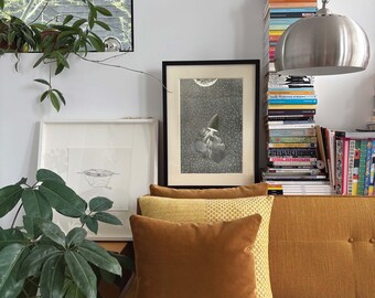 Whimsical Lunar Voyage Art – No.3 -  Vintage Moon & Space Capsule Prints, Antique Astronomy Wall Art, Celestial Science Illustration Decor