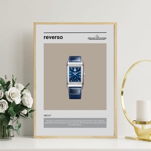 Jaeger-LeCoultre Reverso – Printable Wall Art Luxury Watches | Digital Poster | Minimalist Watch Wall Art Print Iconic Timepiece