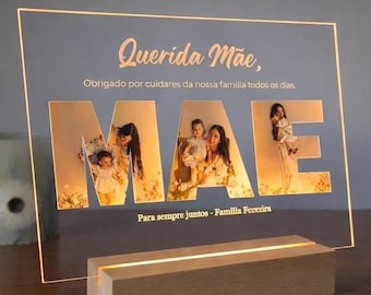 Marco de fotos LED personalizado para el Día de la Madre