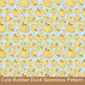 Rubber Duck Seamless Pattern, Cute Baby Duck Digital Paper, Nursery Background, Baby Shower Scrapbook, Kawaii Ducks, Printable Pattern