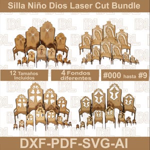 Silla Niño Dios Laser Cut Bundle | 12 Sizes #000-#9 | 4 Chair Designs | SVG DXF Ai PDF Files | CnC Router Glowforge Lightburn | Mdf Chair