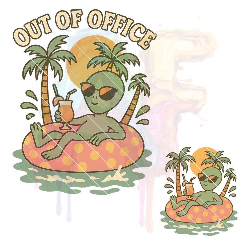Funny Alien Vacation Clipart: Out of Office SVG PNG EPS - Etsy