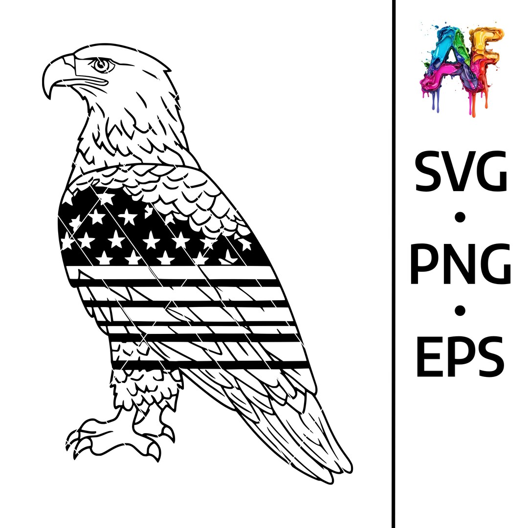 Bald Eagle Flag Svg | American Flag Pattern Eagle Clipart | USA Holiday ...