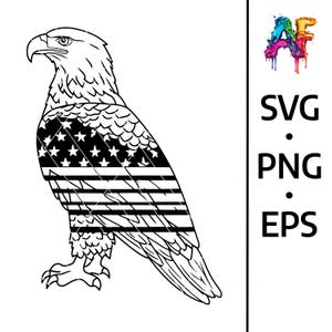 白頭ワシのアメリカ国旗 SVG: 愛国的な独立記念日のクリップアート (PNG、EPS、Cricut ファイル)