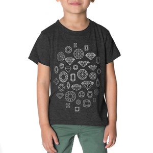 Diamond T-shirt, Kids Black Shirt, Cool Kids Clothes, Geometric Graphic Tee, Childrens Clothing, Diamonds T Shirt, Jewels Gemstone Gems