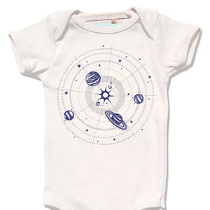 Solar System Onesie, Space Bodysuit, Planets Onesie, Organic Baby Clothes, Unisex Space gift, Baby Clothing, Baby Bodysuit, Baby Onesie image 1