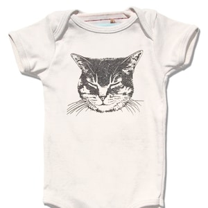 Organic Baby Bodysuit: Sleeping Kitty, Sparkle Silver Ink
