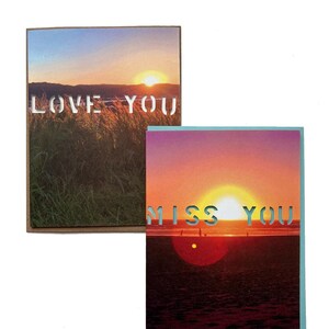 Tarjetas de amor, te extraño y puesta de sol, tarjeta de playa costera con naturaleza, tarjetas de notas en blanco, tarjeta de felicitación de Oregón, tarjeta de regalo de vida en el PNW