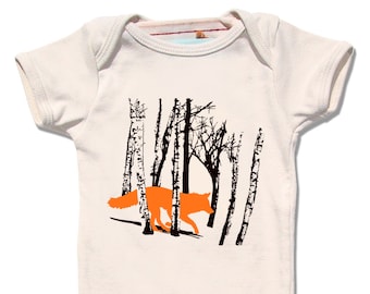 Organic Fox Onesie: Unisex Woodland Baby Bodysuit