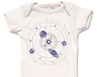 Solar System Onesie, Space Bodysuit, Planets Onesie, Organic Baby Clothes, Unisex Space gift, Baby Clothing, Baby Bodysuit, Baby Onesie