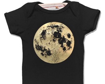 Pearl Moon Onesie, Moon Bodysuit, Baby Moon child, Full Moon Baby, Unisex Baby Clothes, Space onesie, boho Baby Clothing, Gold Moon Print