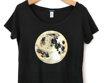 Pearl Moon T-Shirt, Organic MOON t shirt, Womens moon shirt, graphic tee women, full moon astronomy shirt, moon phase, space gift