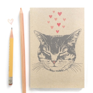 Journal de chat, carnet de croquis vierge, carnet de notes vierge, carnet de notes de chat, petit carnet de croquis, cadeau chaton mignon, carnet de poche, cadeau de dame de chat fou