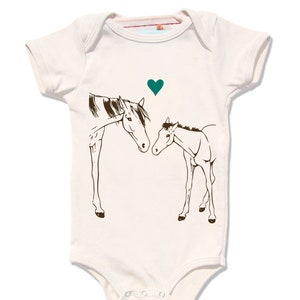 Organic Baby Horse Onesie, Infant Bodysuit, Organic Clothes, horse pony foal clothes, Horse One Piece, Equestrian, Baby Girl Shower Gift
