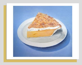 Coconut Pie, Birthday Card, Birthday Dessert Card, Lemon Pie, Happy Birthday, Blank Greeting Cards, fun food card, Yummy Food, blank card