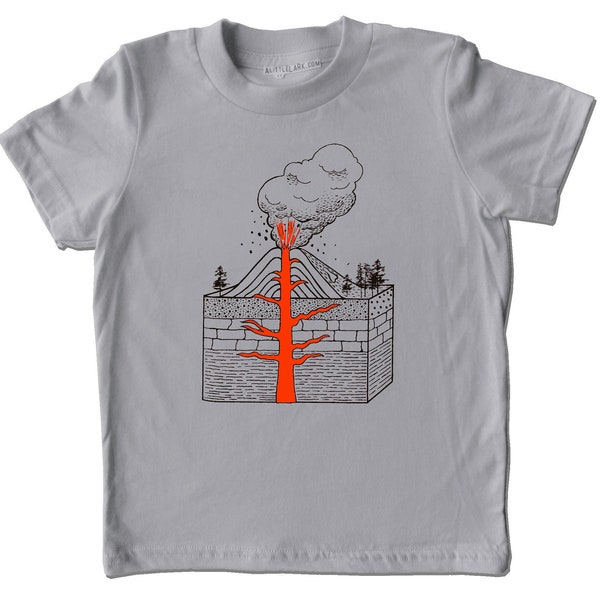 Volcano shirt, kids tshirt, Exploding VOLCANO shirt, childrens science tshirts, kids clothes, birthday gift, geology tee shirt