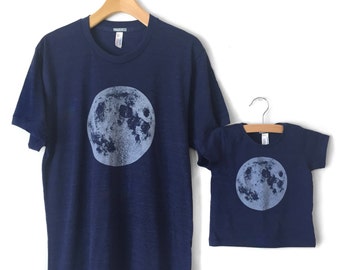 Match Dad Moon Shirts, Father Child Matching Tees, Moon T-shirt, Fathers Day Gift, Space Shirt, new baby, father son matching, kids dad gift