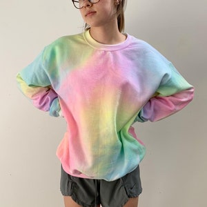 Misty Rainbow Sweatshirt, Hand Painted Rainbow Shirt, Rainbow Colors image 4