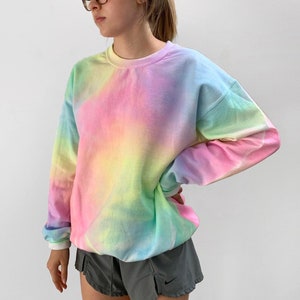 Misty Rainbow Sweatshirt, Hand Painted Rainbow Shirt, Rainbow Colors image 1