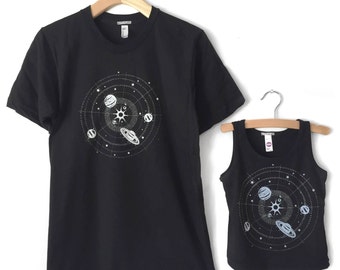 Vader en Zoon Matching Space shirts, Vader en baby matching T-shirts, Wetenschap Vaderdag Cadeau, Vader Zoon shirts, Vader Dochter Twinning Gift