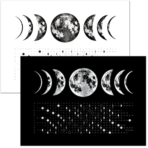 SALE Phases of the Moon, 2019 2020 Full Moon Calendar Phase Kitchen hand Towel, moon art screen print, space stars lunar science print