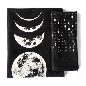 SALE Moon Phase Towel Boho Kitchen Decor, Phases of the Moon, Calendar Towels, Full Moon Calendar, Moon Phase Kitchen Towel, Boho Home Decor