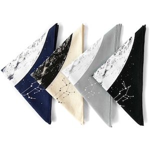 Moon Bandana, Black bandana, Cotton Bandana, Cloth Face Mask, Space Bandana, Full Moon Bandana, cloth space stars and constellations print
