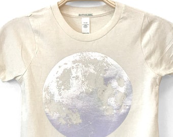Kids Organic Moon T-Shirt, Kids space gift, hologram foil moon Shirt, Kids Space Moon Gift, kids space clothing, gift for space loving kid