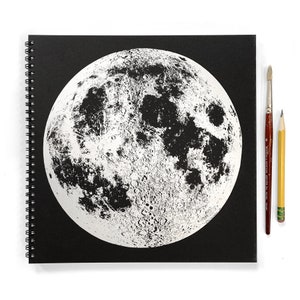 Moon Sketchbook: 100% Cotton Watercolor Paper, Silkscreen Cover