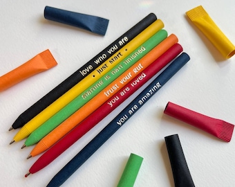 Stifte für Freunde Kugelschreiber aus Papier, Aufmunternde Positive Sprüche, Selbstaffirmationszitate, keine Plastik-Schreibgeräte