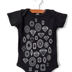 Diamond Onesie, Cute Baby Clothes, Gemstone bodysuit, unisex baby clothes, baby girl clothes, baby boy clothes, new baby shower gift, black