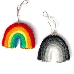 Felted Wool Rainbow Ornament, Rainbow Charm, Rainbow Wall Hanging, Good Luck Charm, Rainbow Nursery Decor, Rainbow Christmas Tree Ornament Bright Rainbow