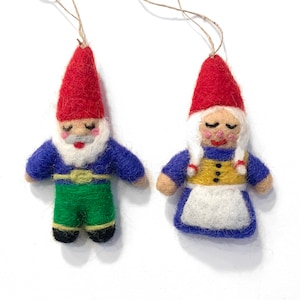 Gnome Family, Gnome Ornament, Felted Wool Gnomes, Needle Felted Gnome, Woodland-Nursery, Waldorf Forest Children, Christmas Tree Ornament,