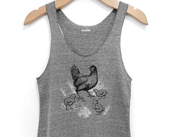 Women's Chicken Tank Top: Farm Animal Hen & Chicks Shirt