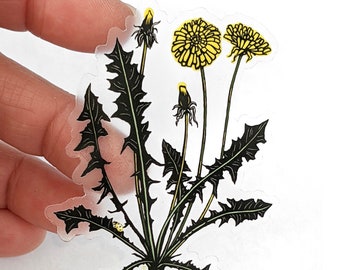 Dandelion Flower Sticker: Clear Vinyl Waterproof Decal