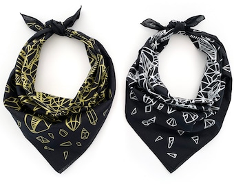 Crystal Bandana: Hand Screen Printed Tarot Card Cloth - Metallic Ink