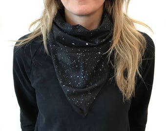 Schwarzes Bandana, Herren Bandana, Festival Kleidung, Galaxy Space Schal, Bandana Lätzchen, Tarot Tuch, Kopf Bandana, Baumwoll Bandana, Space Bandana