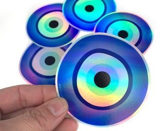 Evil Eye Sticker, Nazar Sticker, Evil Eye Waterproof Sticker, Good Luck Sticker, Vinyl Hologram stickers, sticker collector