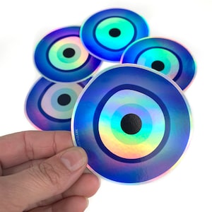 Evil Eye Aufkleber, Nazar Aufkleber, Evil Eye wasserdichter Aufkleber, Good Luck Aufkleber, Vinyl Hologramm Aufkleber, Aufklebersammler