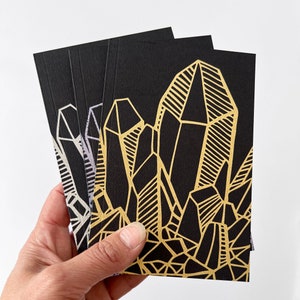 Crystal Journal, Small Pocket Sketchbook, Handprinted Paper Gift, Gem notebook, small pocket size notebook, travel journal