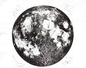 Full Moon Towel, hand printed in Portland, reusable cloth, unbleached and bright white, space stars and animal constellations print