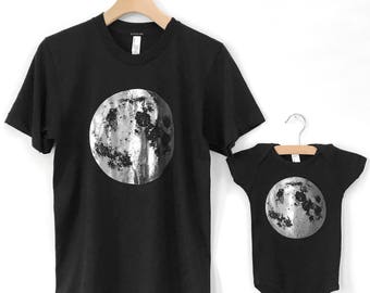 Matching Silver Moon T-Shirt Set, Father's Day Gift