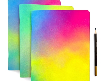 Hand Painted Neon Rainbow Sketchbook: One-of-a-Kind Journal