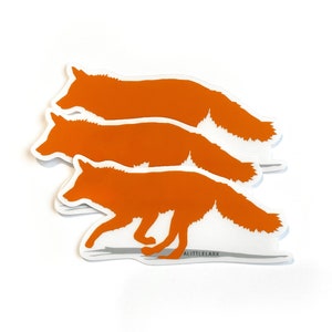 Autocollant renard orange, autocollant loup renard qui court, autocollant imperméable transparent, animaux de la forêt, cadeaux d'anniversaire, collectionneur d'autocollants