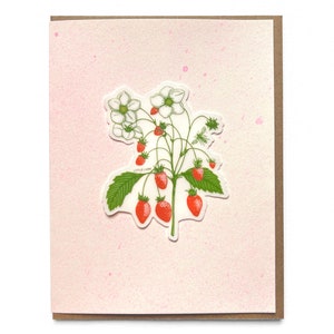 Tarjeta de pegatina de fresa roja dulce, tarjeta de felicitación linda de mamá todos los días