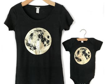 Mommy and Me Shirts, Matching Moon tshirts, Mother Daughter Outfits, Mother and child, Mom and Baby gift, Matching Outfits, Matching Outfits