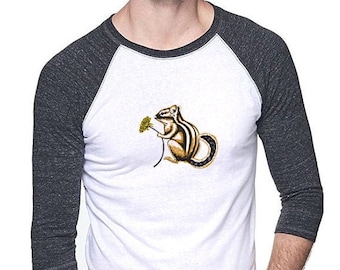 Men's Chipmunk Graphic Tee: Nature Lover Raglan Shirt